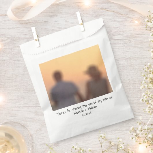 Retro casual instant foto namen aangepaste trouw bedankzakje (Geknipt)