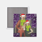 RETRO CAT 1970's FUNNY CHRISTMAS MAGNET (Voorkant / Achterkant)