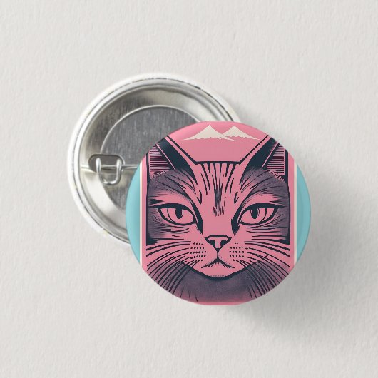 retro cat 2 ronde button 3,2 cm (Voorkant /achterkant)