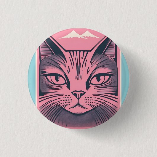 retro cat 2 ronde button 3,2 cm (Voorkant)