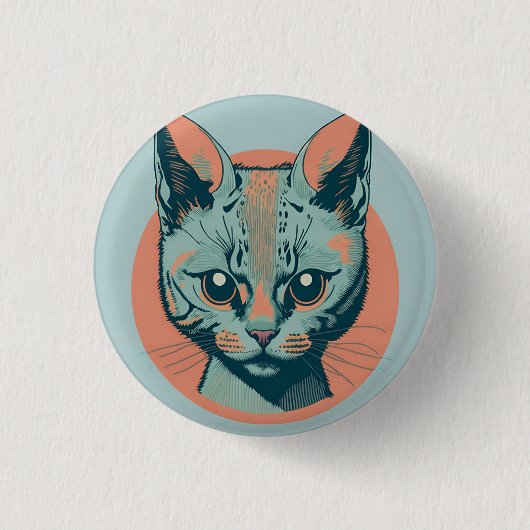 retro cat 5 ronde button 3,2 cm (Voorkant)