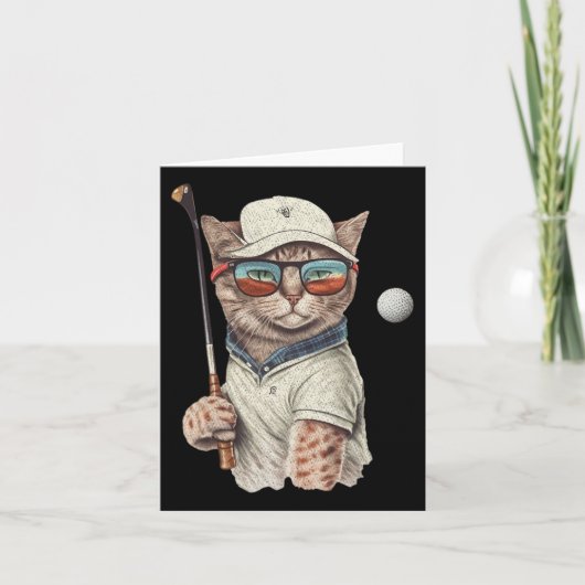 Retro Cat aan het golfen Kaart (Voorkant)