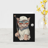 Retro Cat aan het golfen Kaart (Gele Bloem)