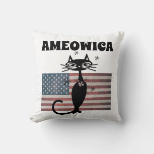 RETRO CAT AMEOWICA PATRIOTISCHE Kussens VAN 4 JULI