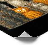 Retro Cat Art Crazy Funny Kitten Gift Men Women Bo Poster (Hoek)