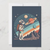 Retro Cat Astronaut Cosmic Space Illustration Feestdagenkaart (Voorkant)