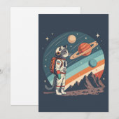 Retro Cat Astronaut Cosmic Space Illustration Feestdagenkaart (Voorkant / Achterkant)