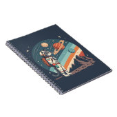 Retro Cat Astronaut Cosmic Space Illustration Notitieboek (Rechterzijde)