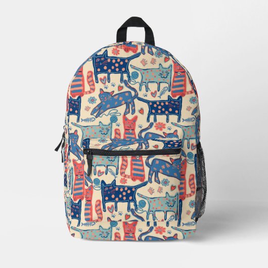 Retro Cat Backpack Bedrukte Rugzak (Voorkant)