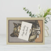 retro Cat Birthday of Bedankkaart (Staand voorkant)