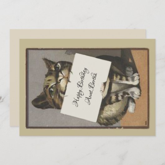  retro Cat Birthday of Bedankkaart (Voorkant / Achterkant)