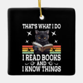 Retro Cat Books De Lezer Halloween Lees Cadeau Keramisch Ornament (Voorkant)