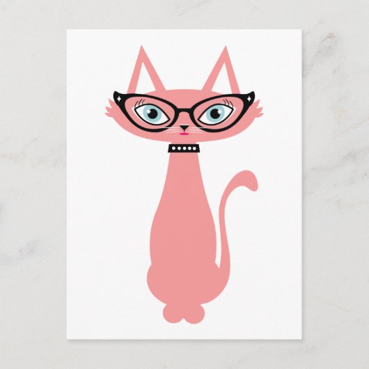 Retro Cat-Briefkaart - Cha Cha Cat Briefkaart (Voorkant)