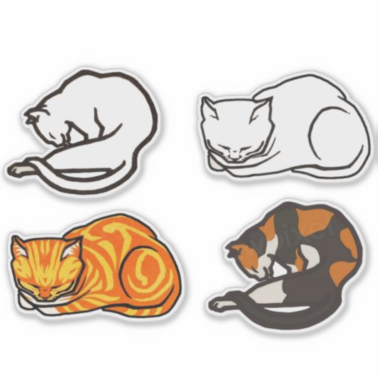 Retro cat  collectie sticker (Voorkant)
