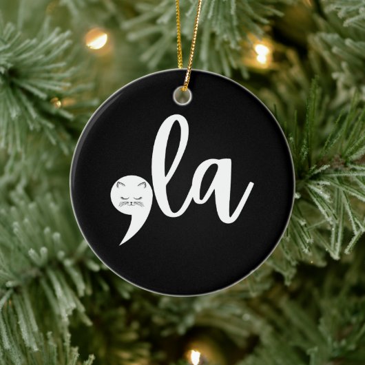 Retro Cat Comma La Kamala Harris 2024 Verkiezingen Keramisch Ornament (Boom)