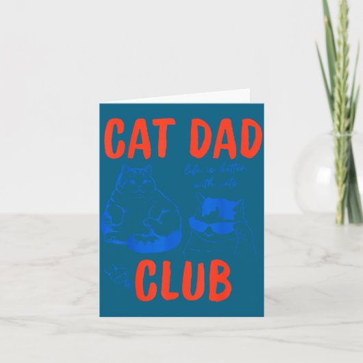 Retro Cat Dad Club Life Is Better With Cats Funny  Kaart (Voorkant)