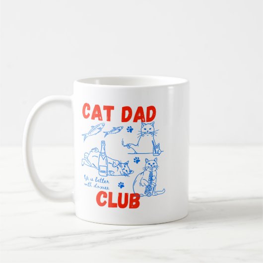 Retro Cat Dad Club Life Is Better With Cats Funny  Koffiemok (Links)