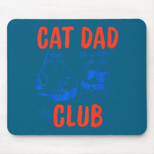 Retro Cat Dad Club Life Is Better With Cats Funny  Muismat (Voorkant)