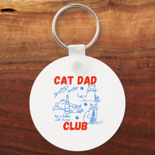 Retro Cat Dad Club Life Is Better With Cats Funny  Sleutelhanger (Voorkant)