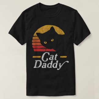 Retro Cat Daddy Black Cat Design T-shirt