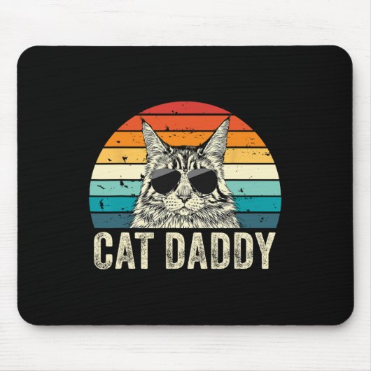 Retro Cat Daddy Verdrietig Maine Coon Cat Muismat (Voorkant)