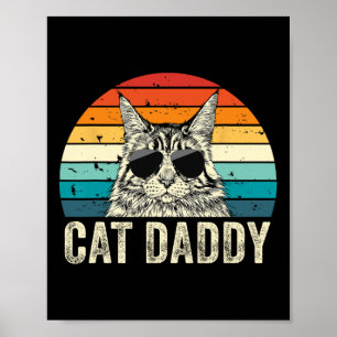 Retro Cat Daddy  Verdrietig Maine Coon Cat Poster