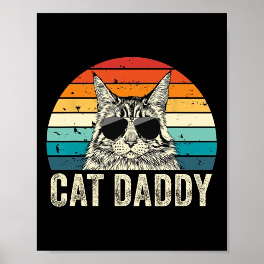 Retro Cat Daddy  Verdrietig Maine Coon Cat Poster (Voorkant)