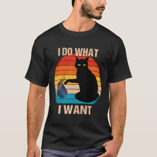 Retro  Cat Doe wat ik wil Cat Lover Meow Re T-shirt