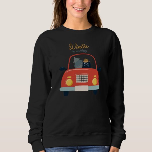 Retro Cat Driving Funny Classic Style Winter Trui (Voorkant)