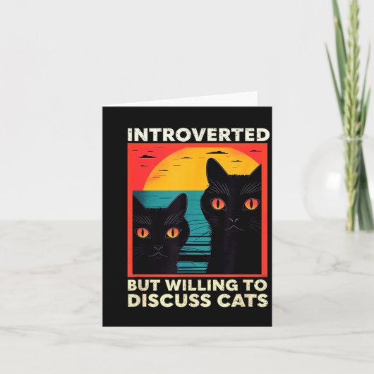 Retro Cat Funny Introverted But Willing To Discuss Kaart (Voorkant)