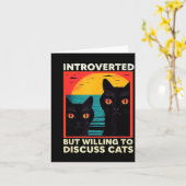 Retro Cat Funny Introverted But Willing To Discuss Kaart (Gele Bloem)