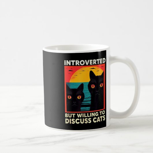 Retro Cat Funny Introverted But Willing To Discuss Koffiemok (Rechts)