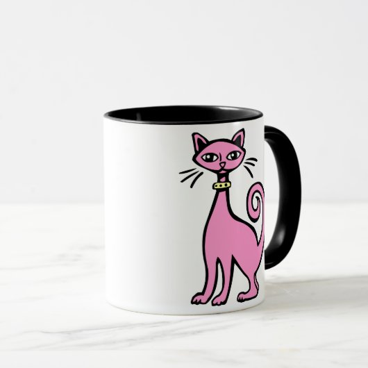 Retro Cat - Gepersonaliseerd Mok (Voorkant rechts)