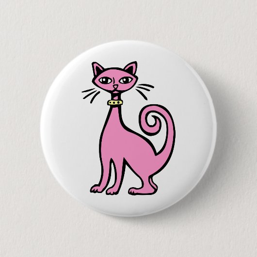 Retro Cat - Gepersonaliseerd Ronde Button 5,7 Cm (Voorkant)