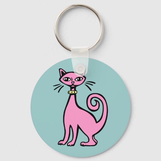 Retro Cat - Gepersonaliseerd Sleutelhanger (Voorkant)