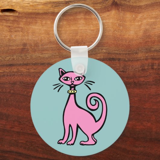 Retro Cat - Gepersonaliseerd Sleutelhanger (Voorkant)