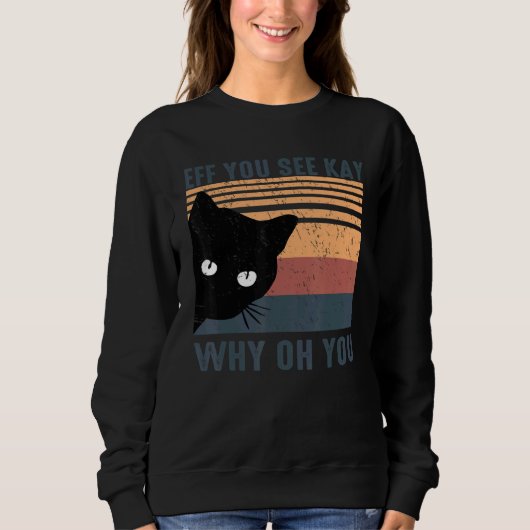 Retro Cat Glancing EW People Eff Anti Social Intro Trui (Voorkant)