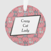 Retro Cat Grafisch Patroon grijs Ornament (voorkant)