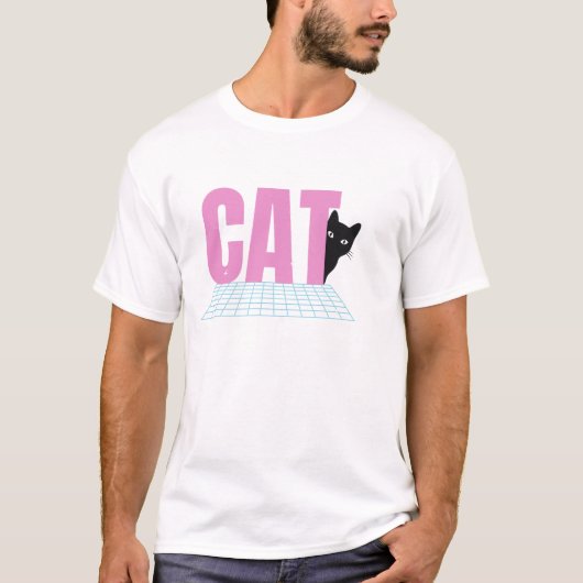 Retro Cat Grid — CAT Graphic Tee Design T-shirt (Voorkant)