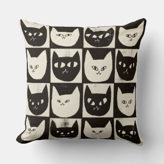 Retro Cat Grid Pattern Kussen