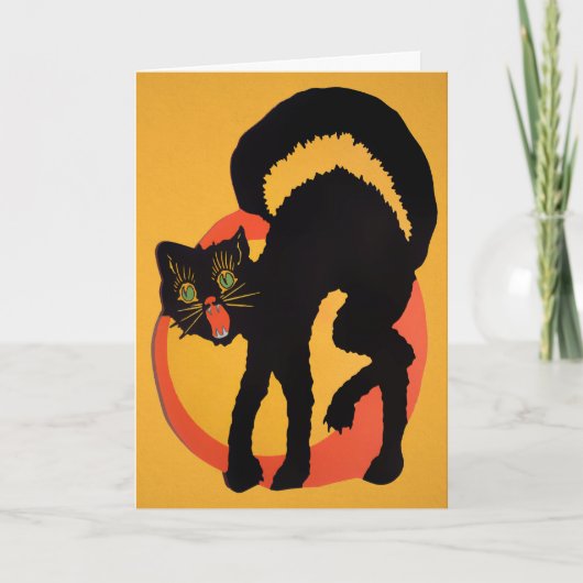 Retro Cat Halloween-kaart Feestdagen Kaart (Voorkant)