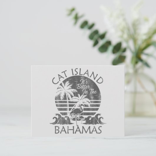 Retro Cat Island Bahama's Briefkaart Vakantie Crui (Staand voorkant)