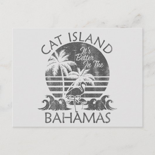 Retro Cat Island Bahama's Briefkaart Vakantie Crui (Voorkant)