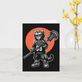 Retro Cat Lacrosse Speler Vintage 90s Kaart (Gele Bloem)
