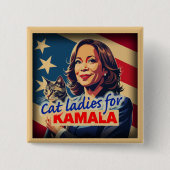Retro Cat Lady Kamala Button (Voorkant)