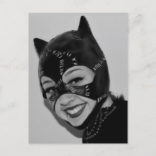 RETRO CAT LADY LEATHER MASK BRIEFKAART