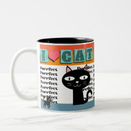 Retro Cat Lover Graphic Tweekleurige Koffiemok