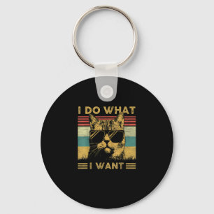Retro Cat Lovers ik doe wat ik wil dat Shirt kat g Sleutelhanger