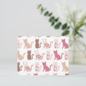 Retro Cat Lovers Patroon Briefkaart (Staand voorkant)