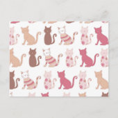 Retro Cat Lovers Patroon Briefkaart (Voorkant)